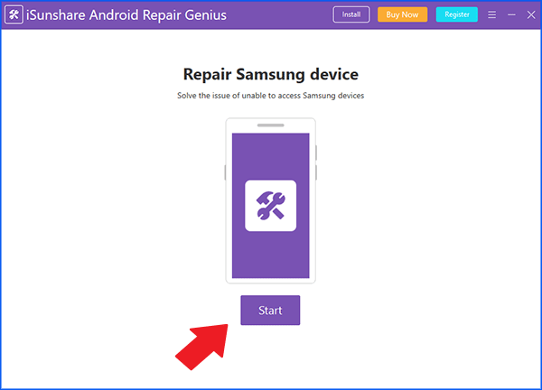 open android repair genius and click start
