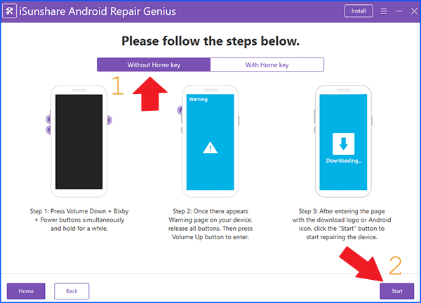operate your device follow three easy steps and hit start