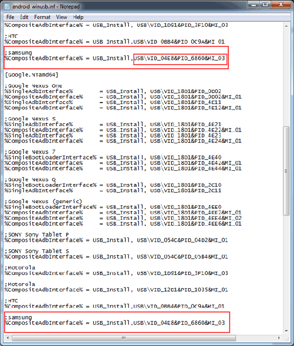 copy hardware id to inf file