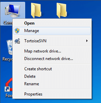 right click computer and choose manage