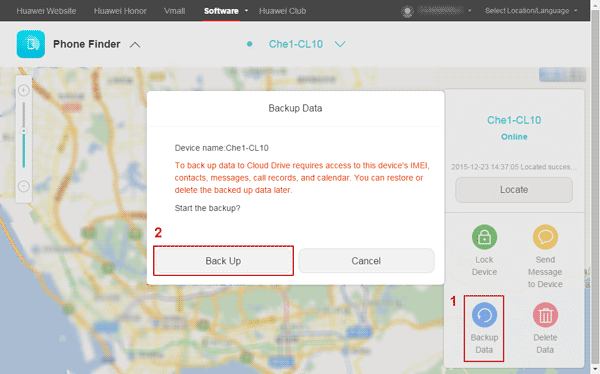 backup data on remote Huawei Android phone