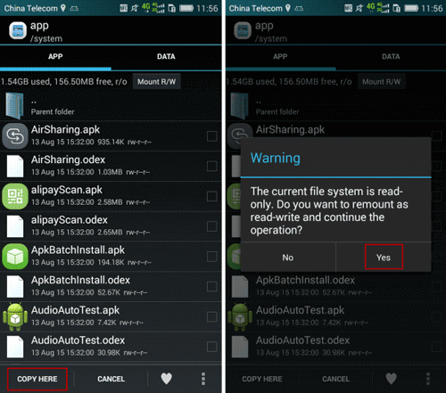 move APK file of user app to /system/app