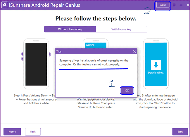 hit ok to install samsung drive