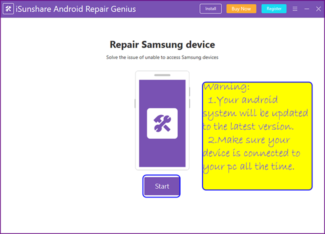 start repairing android system