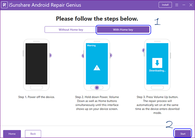 follow these steps if your device with home key