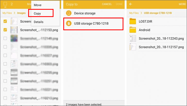 use USB OTG to copy files from Android to USB