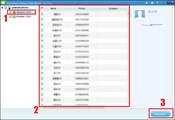recover deleted contacts on Android with Android Data Genius