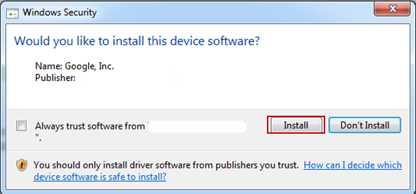 choose install