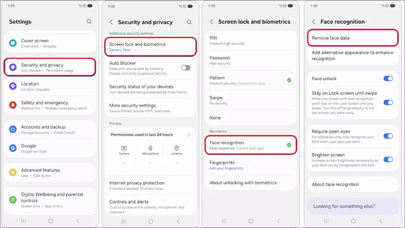 remove face id data