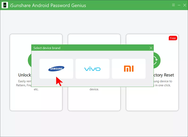 select Samsung option