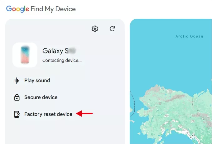 click Factory reset device