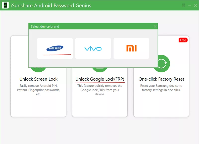 choose Unlock Google Lock