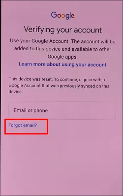 tap Forgot email