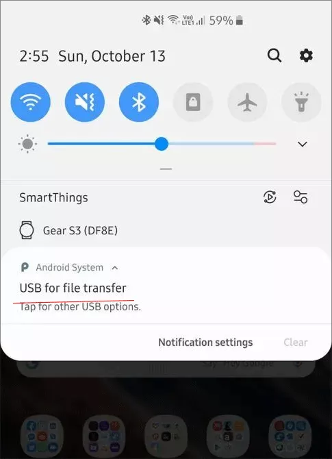 enable USB for file transfer