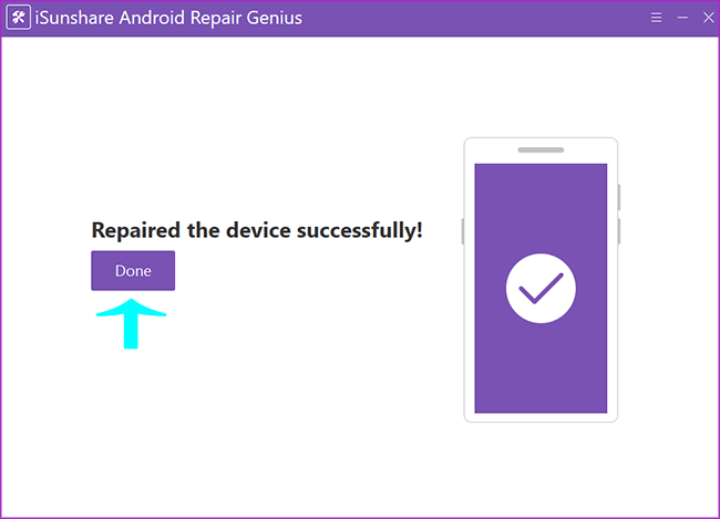 click done when successfully repaired