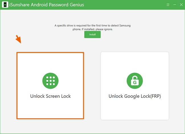 select unlock screen lock option