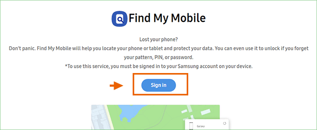 sign in Find my Mobile website