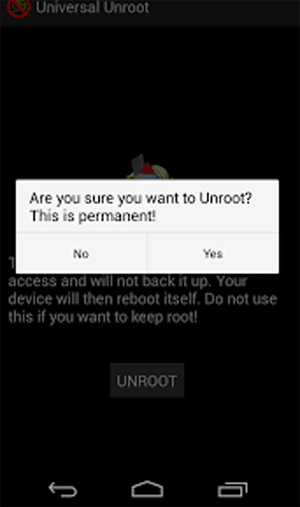 click yes to unroot