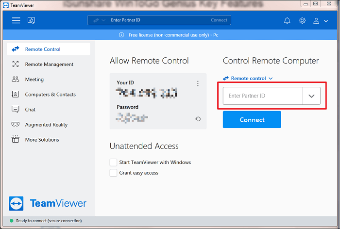 type id and password