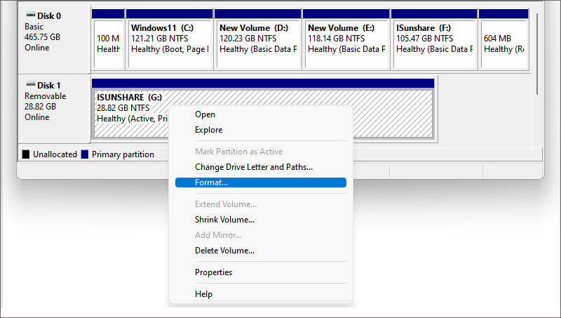 choos the disk to format