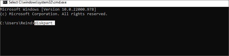 type diskpart code mand press enter