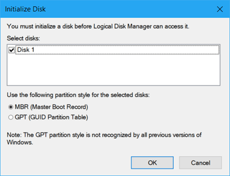 initialize disk