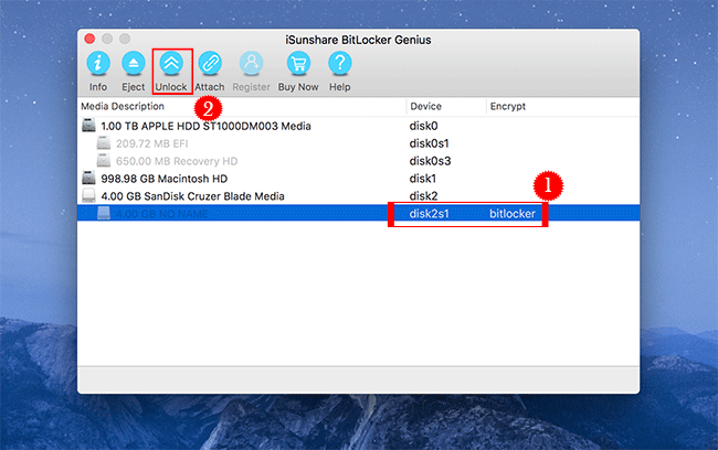 Unlock BitLocker drive on Mac with BitLocker Genius