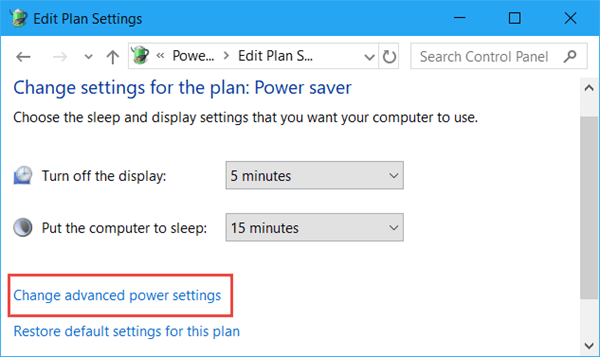 change advanced power settings windows 10