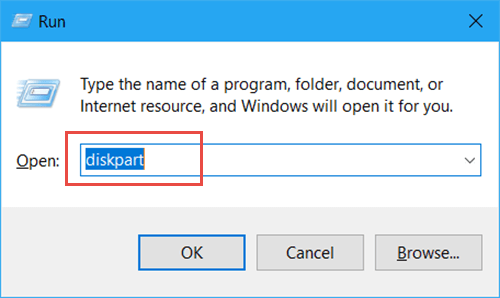 diskpart run dialog