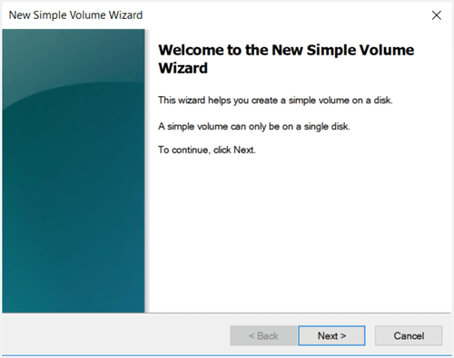 new simple volume wizard