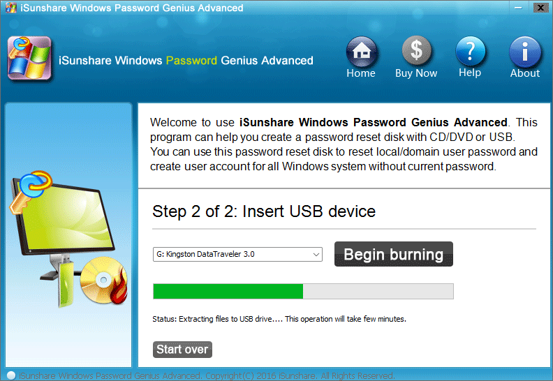 burning password reset disk