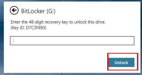 enter 48-digit recovery key to unlock the drive