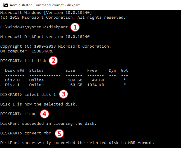 convert GPT to MBR in CMD