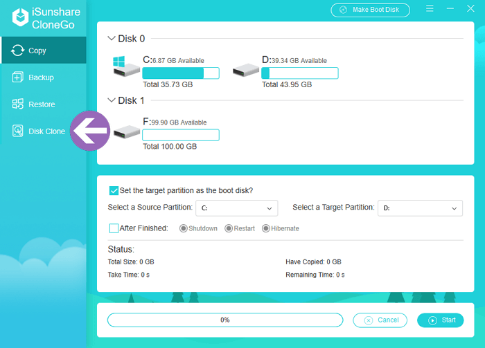 hit the disk clone button