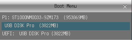 boot menu