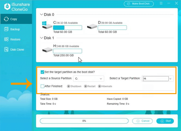 select source target and destination target