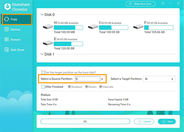 select a partition to copy