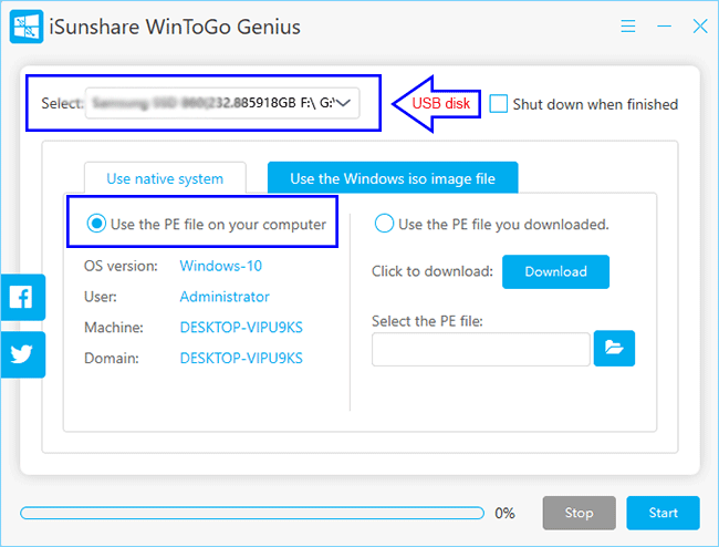 select system partition to clone