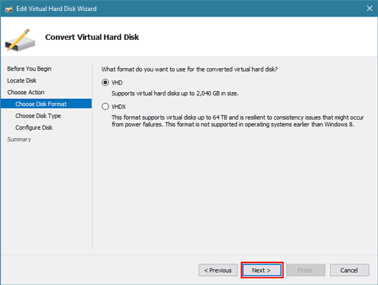 choose disk format