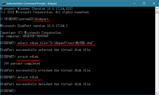 mount vhd via cmd