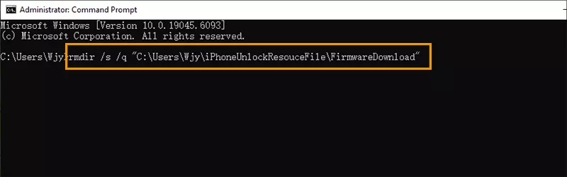 use command prompt to remove folder