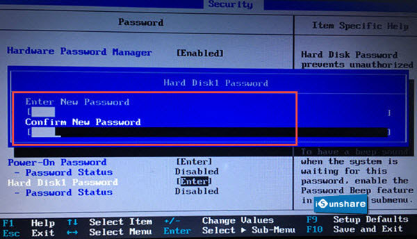 set master hard disk password