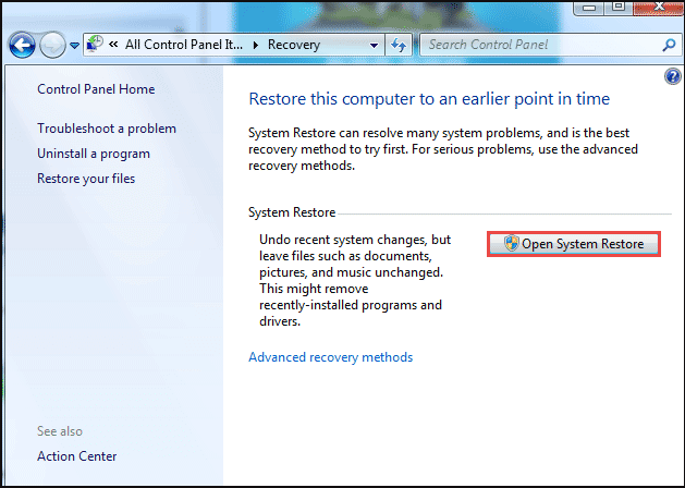 open system restore