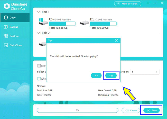 start partition to partition copy