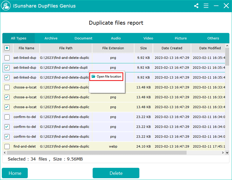 open file location