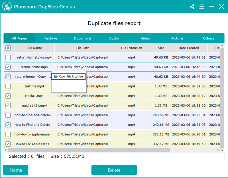 open file location