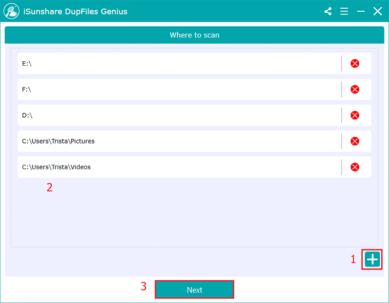 choose multiple drives or folders to scan