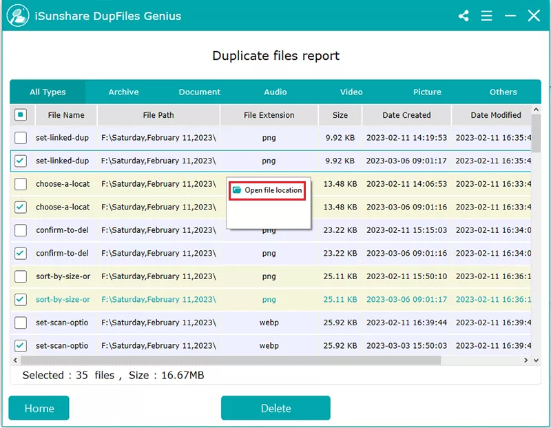 open file location