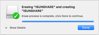 successfully format usb with disk utility