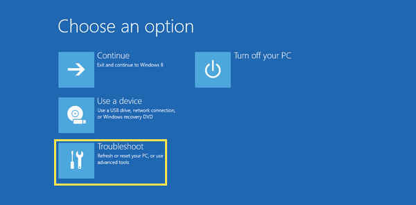 click troubleshoot on Windows 10